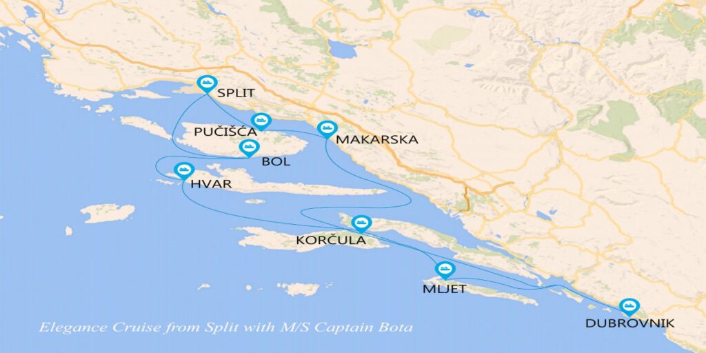 Captain bota itinerary map